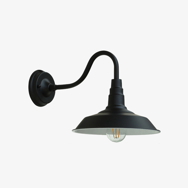 Traditional Vintage Iron Round Shade 1-Light Wall Sconce Lamp For Dining Room
