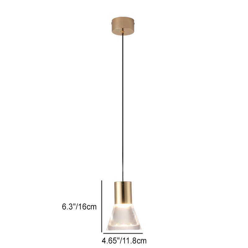 Lustre Suspendu LED Semi-Conique en Acrylique et Cuivre Complet Nordique Contemporain pour Chambre 