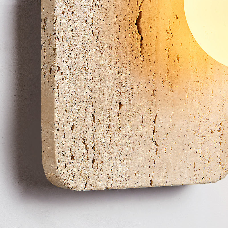 Applique murale moderne minimaliste en pierre carrée avec verre et 1 lumière pour chambre 