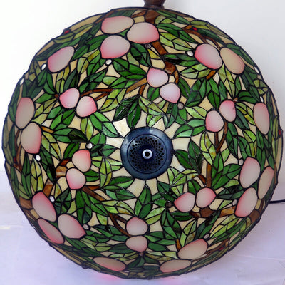 Lampe de table Tiffany Retro Peach Stained Glass Dome à 3 lumières 