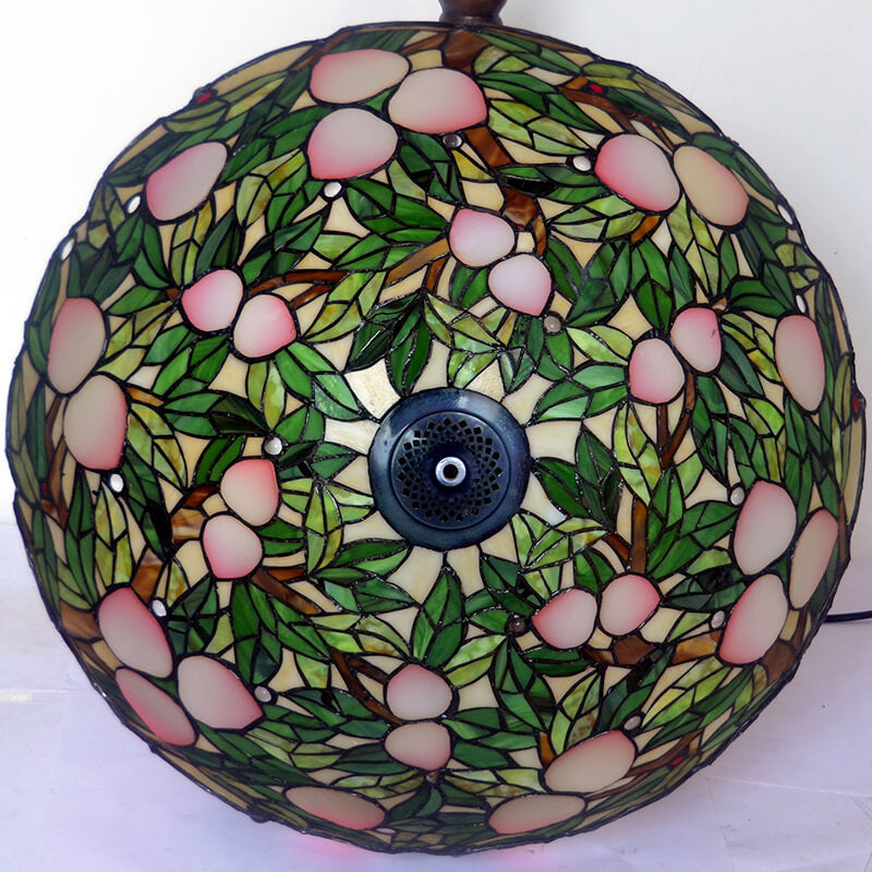 Lampe de table Tiffany Retro Peach Stained Glass Dome à 3 lumières 