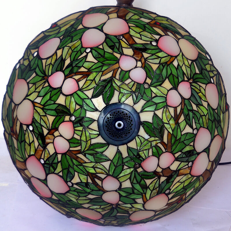 Tiffany Retro Peach Stained Glass Dome 3-Light Table Lamp
