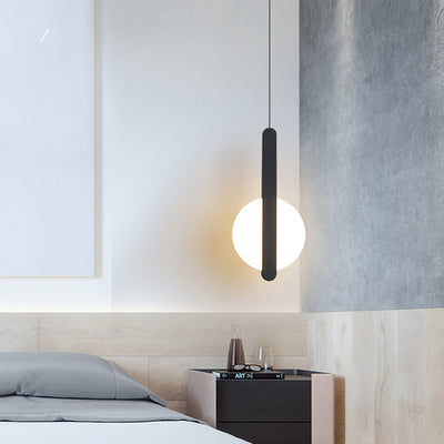 Lámpara colgante LED semicircular redonda de hierro acrílico de simplicidad moderna para mesita de noche 