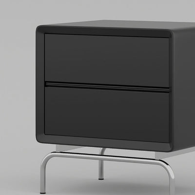 Table de chevet rectangulaire en bois et acier inoxydable minimaliste moderne à 2 tiroirs pour salon 
