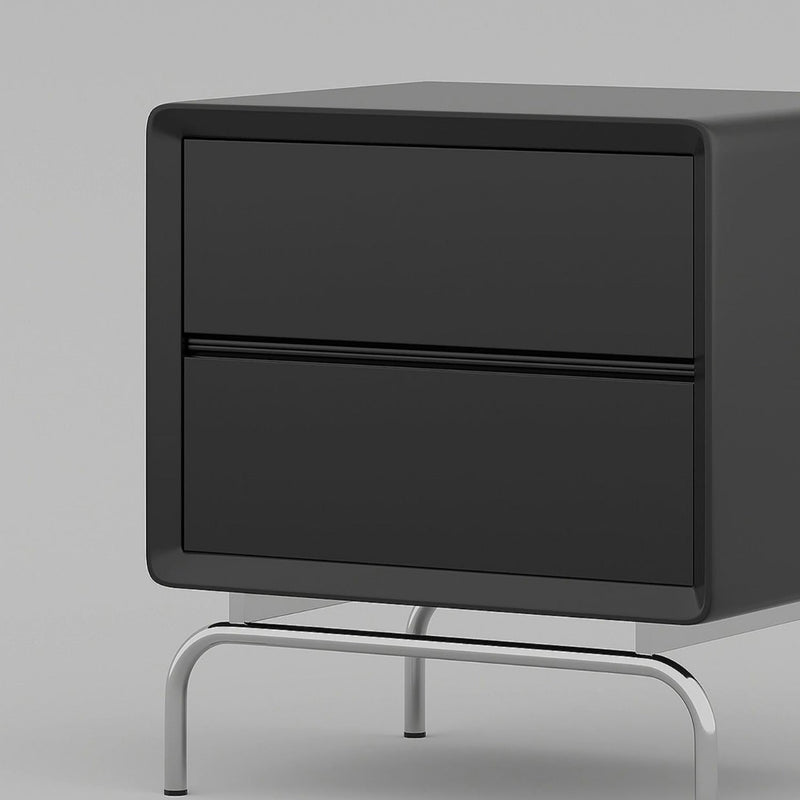 Table de chevet rectangulaire en bois et acier inoxydable minimaliste moderne à 2 tiroirs pour salon 
