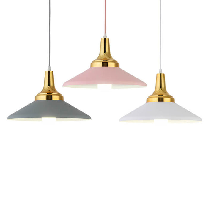 Lámpara colgante contemporánea nórdica de aluminio color macaron con diseño triangular de 1 luz para sala de estar 