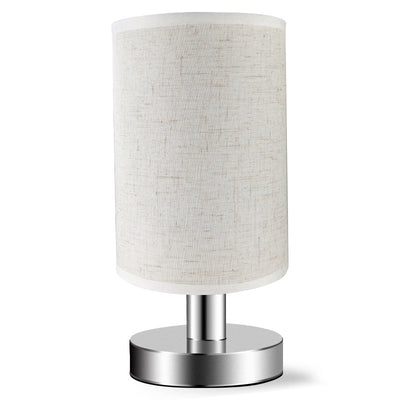 Moderne Art Deco Runde Hardware Stoff 1-Licht Tischlampe für Schlafzimmer 