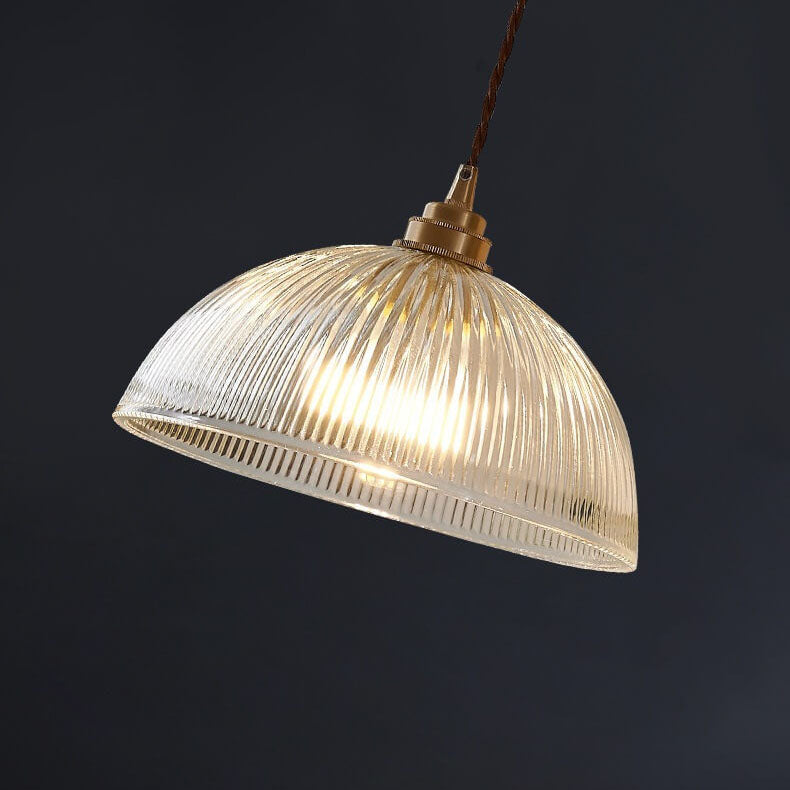 Modern Minimalist Clear Brass Glass Dome Pot Lid 1-Light Pendant Light