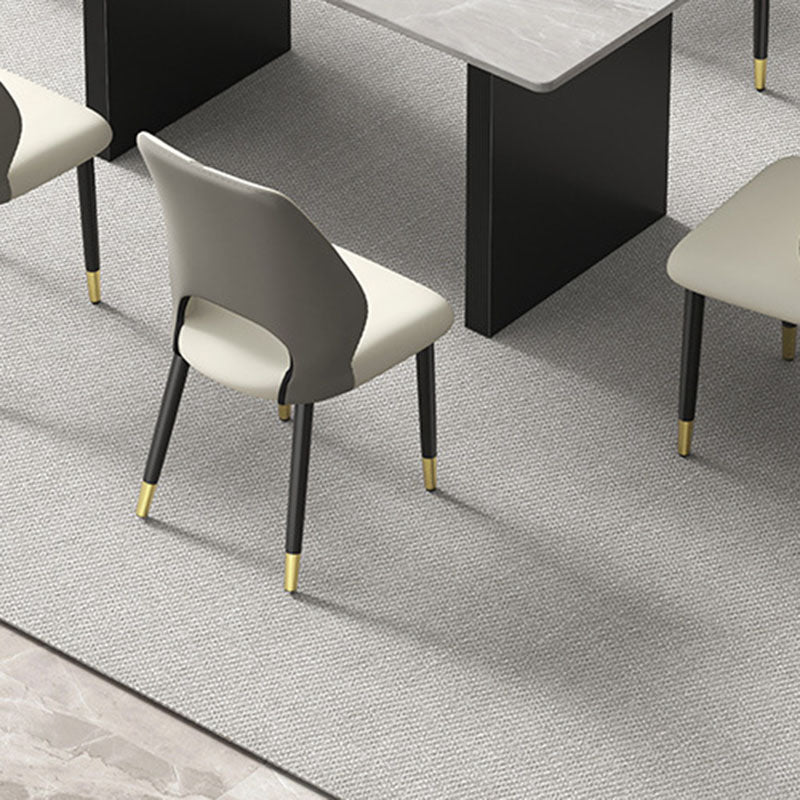 Modern Luxury Square Cushion Faux Leather Carbon Steel Dining Chair Backrest For Dining Room