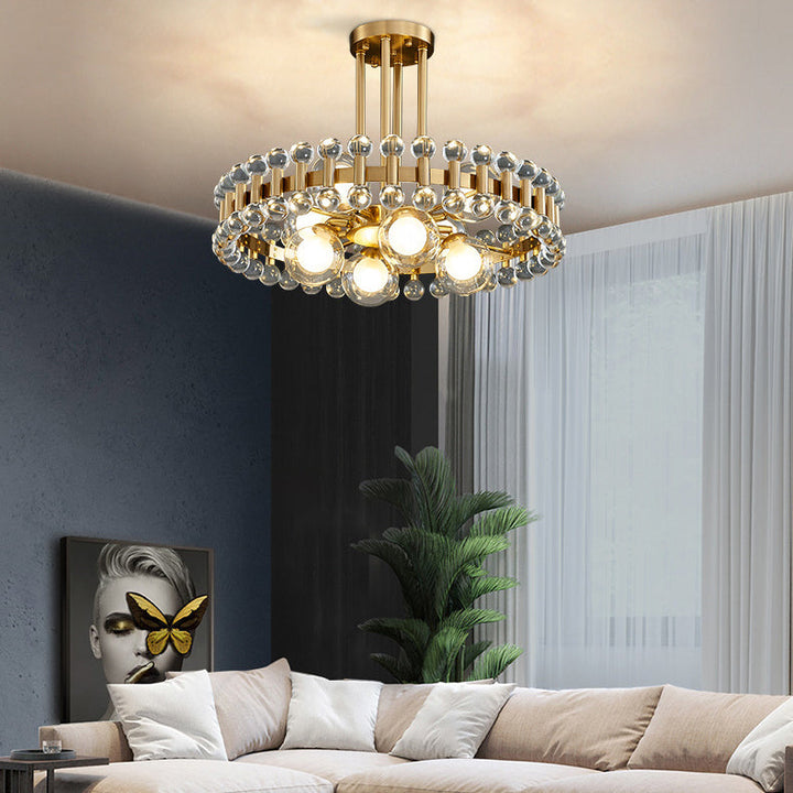 Moderner Luxus Gold Finish Rahmen Bunte Glas Schatten 6/8/10-Licht Kronleuchter Für Wohnzimmer 