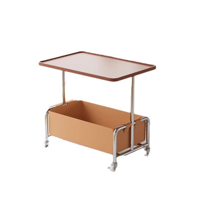 Modern Simplicity Tray Top Faux Leather Storage Movable End Table 2-Tier For Living Room