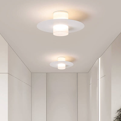 Modern Minimalist Cylindrical Disc Iron Acrylic LED Semi-Flush Mount Ceiling Light