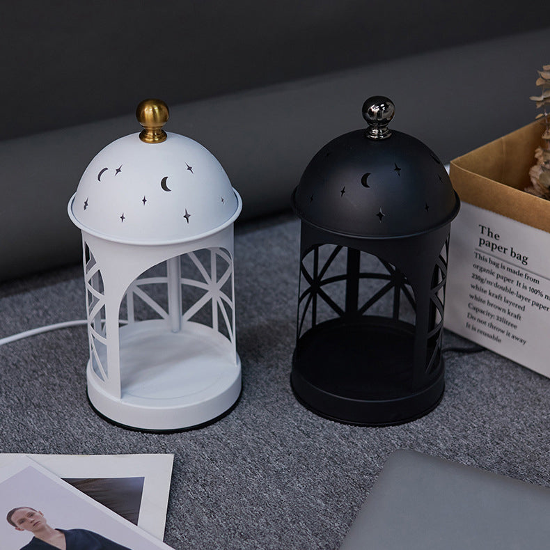 Lampe de table en métal avec cylindre creux européen traditionnel à 1 lumière pour faire fondre la cire, pour chambre à coucher 