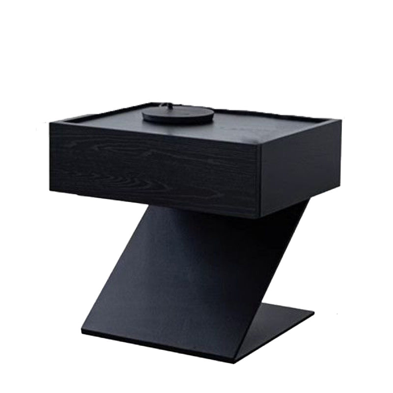 Modern Minimalist Rectangular Suspended Plywood Steel Nightstand 1-Tier For Bedroom