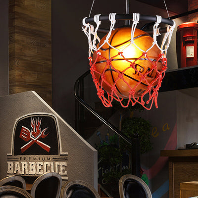 Moderne kreative Basketball Eisen Glas Mesh Seil 1-Licht Pendelleuchte 