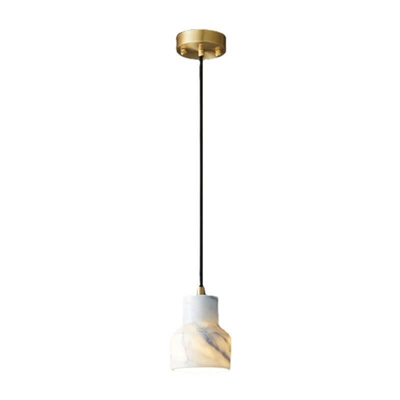 Modern Minimalist Marble Copper Cone Geometry 1-Light Pendant Light For Living Room &amp; Bedroom
