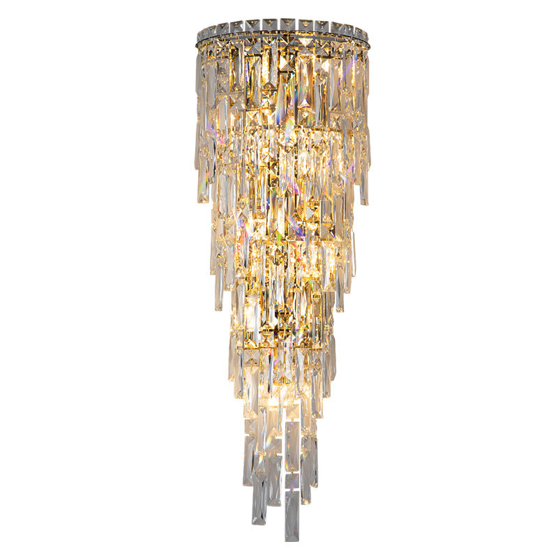 Zeitgenössische Luxus Kristall Quaste Halb Pfosten 1-Licht Wandleuchte Lampe für Wohnzimmer 