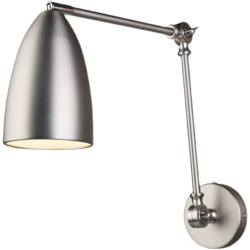 Contemporary Industrial Retractable Swivel Rocker Arm Iron 1-Light Wall Sconce Lamp For Bedroom