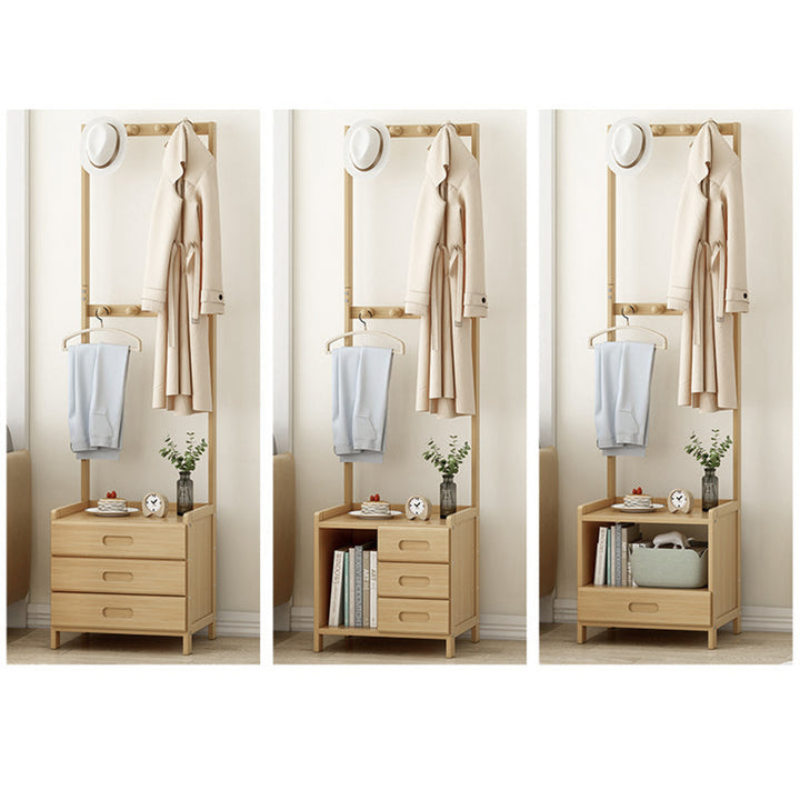 Modern Minimalist Rectangular Coat Rack Nan Bamboo MDF Nightstand 1/3 Drawer For Bedroom