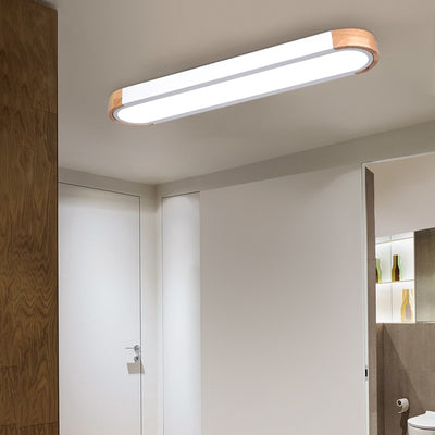 Contemporary Scandinavian Long Oval Iron Log Acrylic LED Flush Mount Ceiling Light For Bedroom