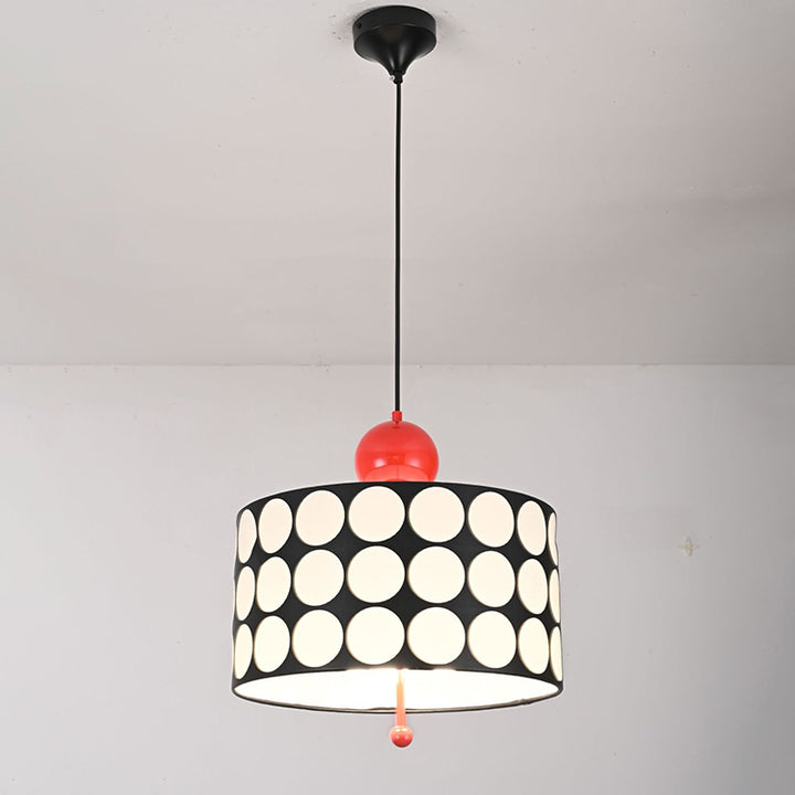 Contemporary Retro Drum Checkerboard Faux Leather Lampshade 3-Light Pendant Light For Dining Room