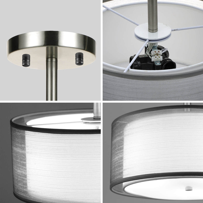 Moderne minimalistische runde Eisengewebe 3-Licht Halbbündige Deckenleuchte für Wohnzimmer 