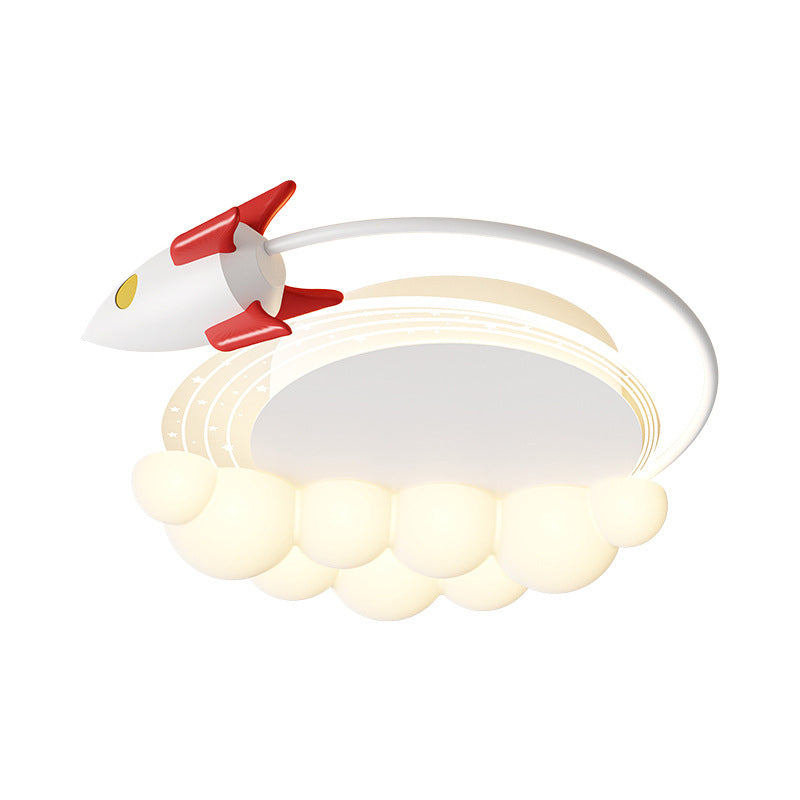 Moderne Art Deco Kinder Eisen PE Rakete Wolke Runde LED Unterputz Deckenleuchte Für Schlafzimmer 