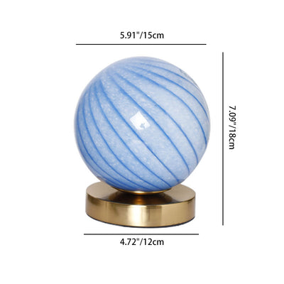 Lampe de table LED rechargeable en verre fer à rayures planète simplicité moderne pour chambre à coucher 