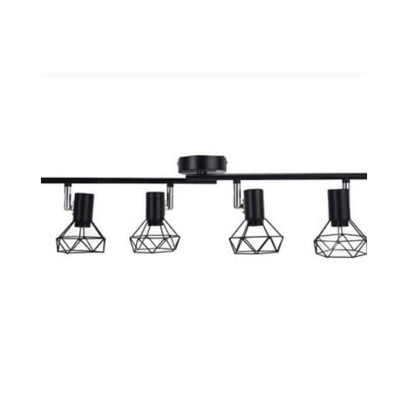 Contemporary Industrial Iron Cage Rotating 4-Light Semi-Flush Mount Ceiling Light For Living Room