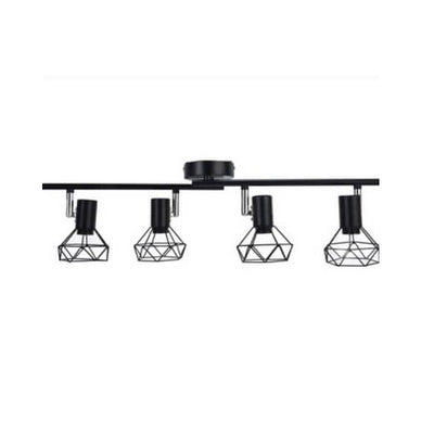 Industrial Minimalist Aluminum Cage Rotating 4-Light Semi-Flush Mount Ceiling Light