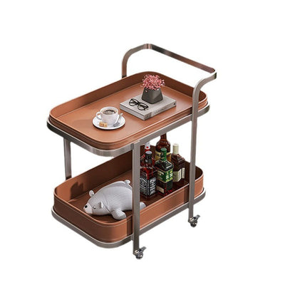 現代的な高級長方形レザースチールコーヒーテーブル2段階リビングルーム用 
