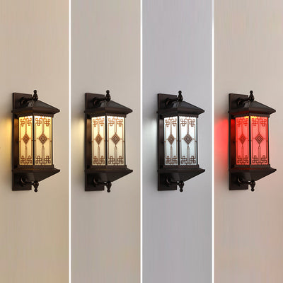 مصباح شمسي مقاوم للماء LED بنمط عقدة صينية مربعة من الألمنيوم الصيني التقليدي للمساحات الخارجية 
