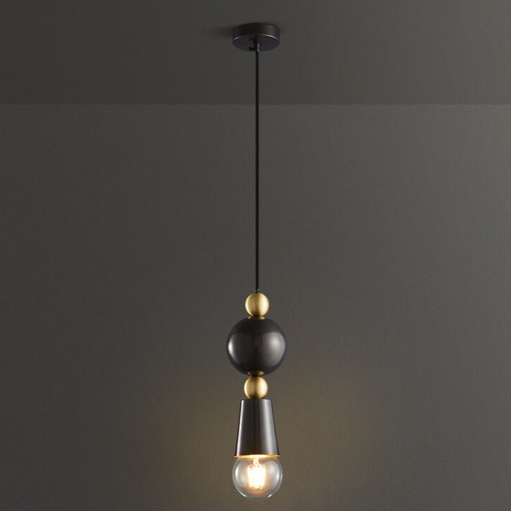 Modern Minimalist Geometric Column Glass Brass 1-Light Pendant Light for Living Room