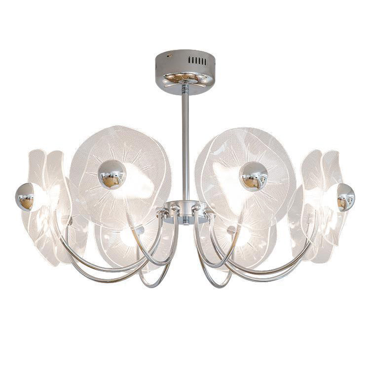 Zeitgenössischer Luxus-Lotus-Acryl-Aluminium-LED-Kronleuchter für Wohnzimmer 