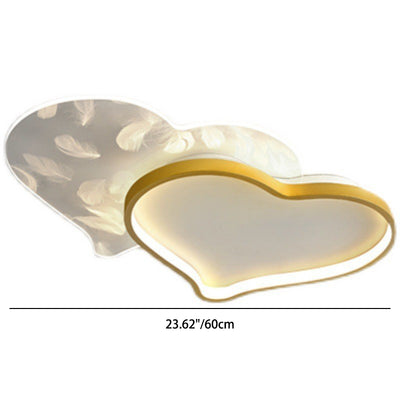 Luz de techo LED de montaje empotrado de hierro acrílico con plumas de amor creativas contemporáneas para dormitorio 