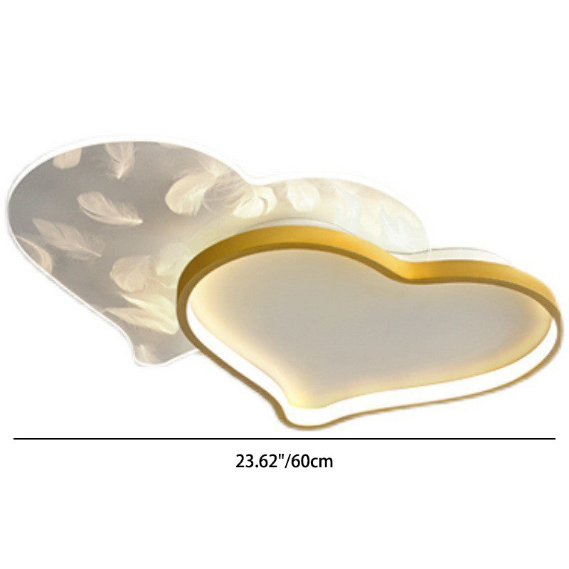 Luz de techo LED de montaje empotrado de hierro acrílico con plumas de amor creativas contemporáneas para dormitorio 