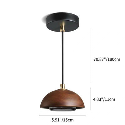 Nordic Minimalist Solid Wood Dome Glass Lampshade LED Pendant Light