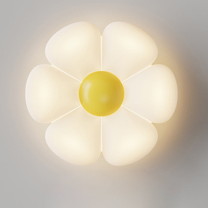 Zeitgenössische kreative Daisy Flower PE Eisen LED Unterputz Deckenleuchte für Schlafzimmer 