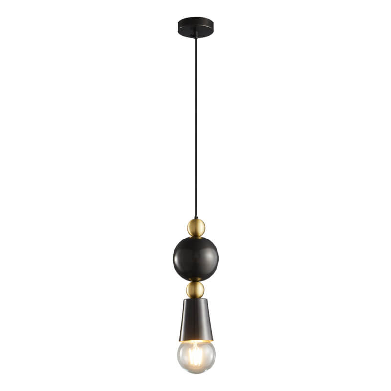 Modern Minimalist Geometric Column Glass Brass 1-Light Pendant Light for Living Room