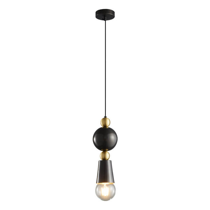Modern Minimalist Geometric Column Glass Brass 1-Light Pendant Light for Living Room