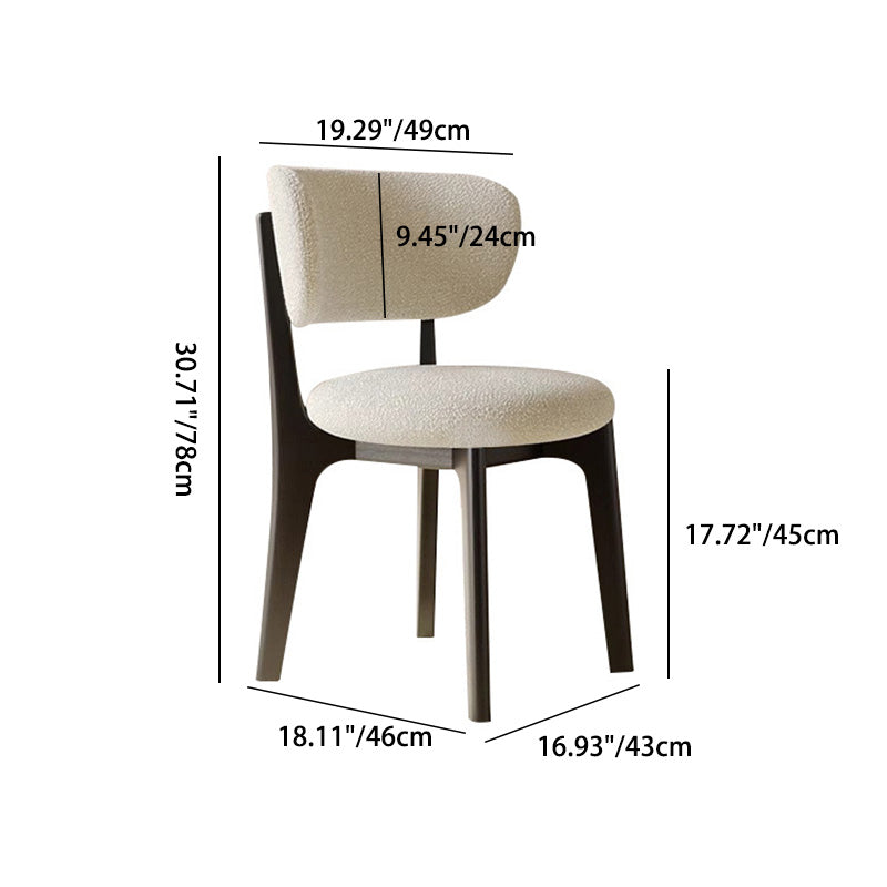 Silla de comedor sin brazos contemporánea de simplicidad redonda con respaldo de marco de madera de terciopelo suave para comedor 