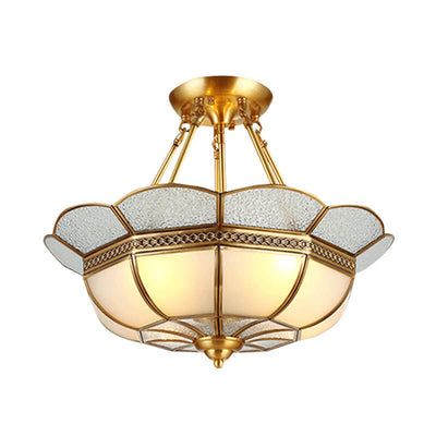 European Light Luxury Crystal Shade Conical Copper 4/6-Light Semi-Flush Mount Ceiling Light