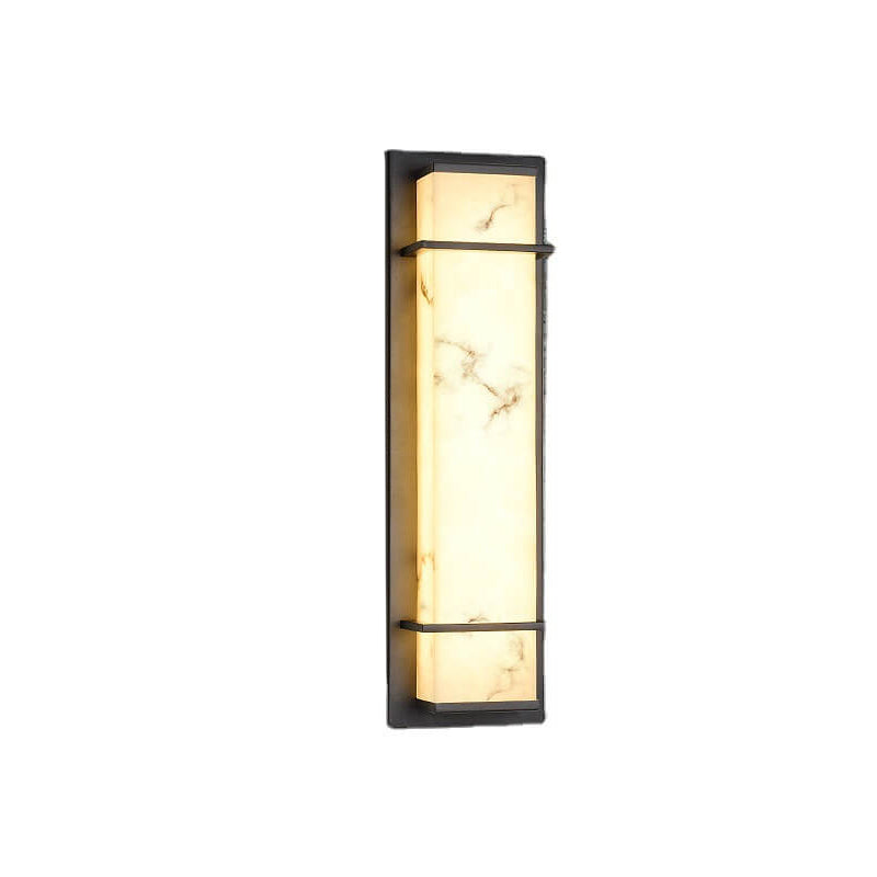 Contemporary Industrial Imitation Marble Resin Lampshade Column LED Outdoor Waterproof Wall Sconce Lamp For Garden