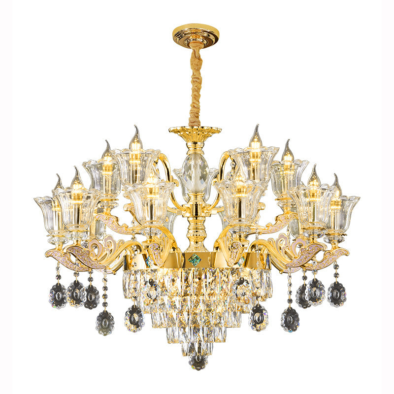 Zeitgenössischer Luxus-Zweigglas-Zink-Kronleuchter mit 6/8/10/15 Lichtern für Wohnzimmer 