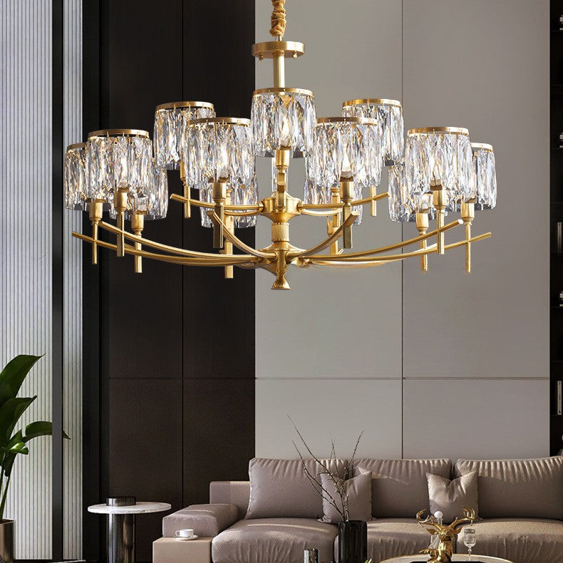 Contemporary Luxury Branch Crystal Copper 6/8/10/15 Light Chandelier For Living Room