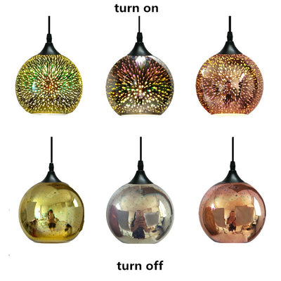 Modern Creative 3D Colorful Fireworks Glass Dome 2/3 Light Island Light Chandelier