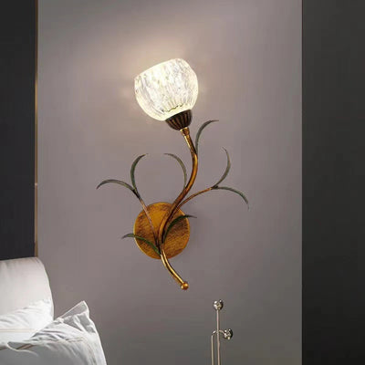 Modern Minimalist Art Glass Flower 1/2-Light Wall Sconce Lamp