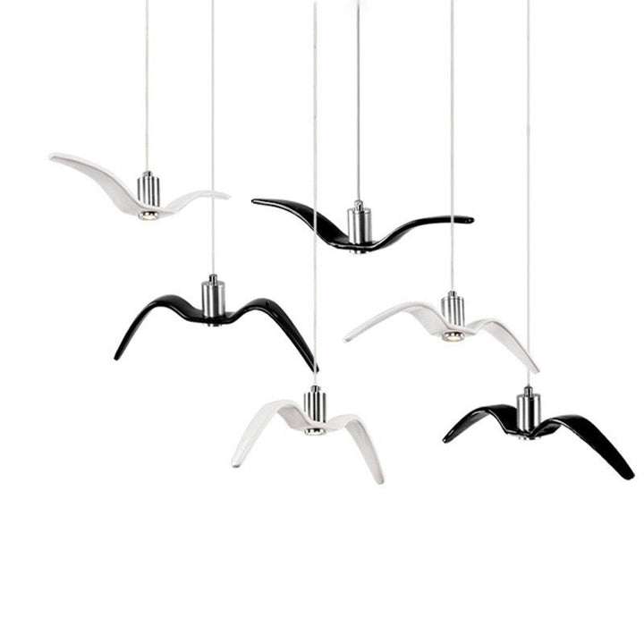 Personnalité créative nordique Suspension LED en fer forgé avec mouette 