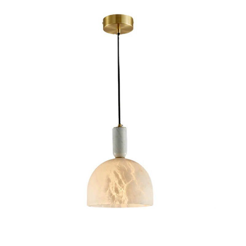 Modern Light Luxury White Semi-Circular Copper Lucite 1-Light Pendant Light
