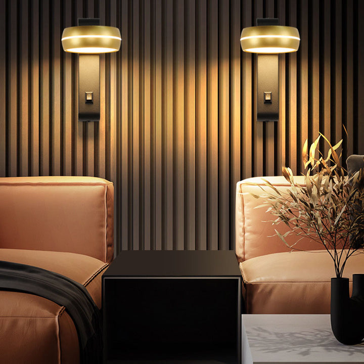 Lampe Applique Murale LED en Aluminium Fer PS Rectangle Rond Minimaliste Moderne pour Chambre 